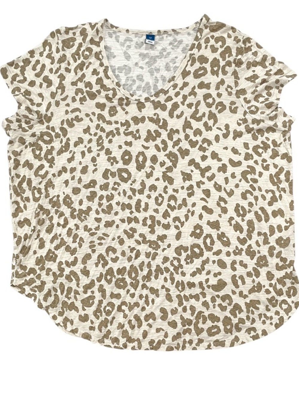 Old Navy Beige Leopard Print V-Neck Short Sleeve Top